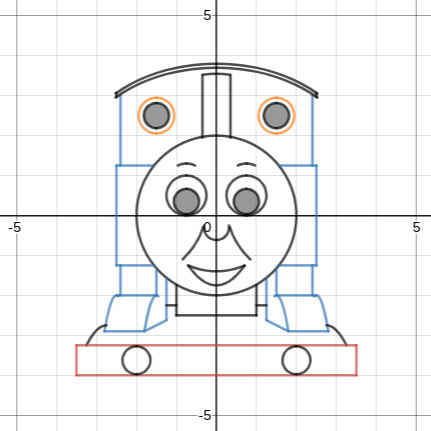 drawing of thomas the tank on desmos